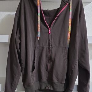 Natural Life Charcoal Hoofie with peace sign